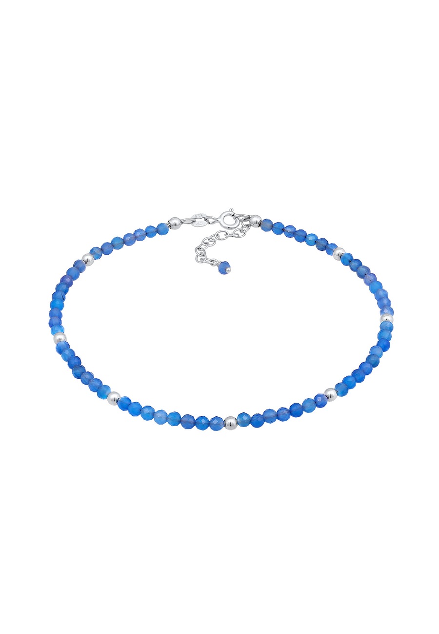 Elli Damska bransoletka na kostkę Summer Beach z agatem perły niebieskie w srebrze 925 Sterling Silver Bransoletki na nogę 1 ct Damski