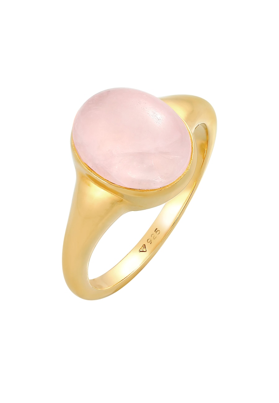 Elli Damski Sygnet Oval Trend Chunky z różowym kwarcem w srebrze 925 Sterling Silver Pierścionki 1 ct