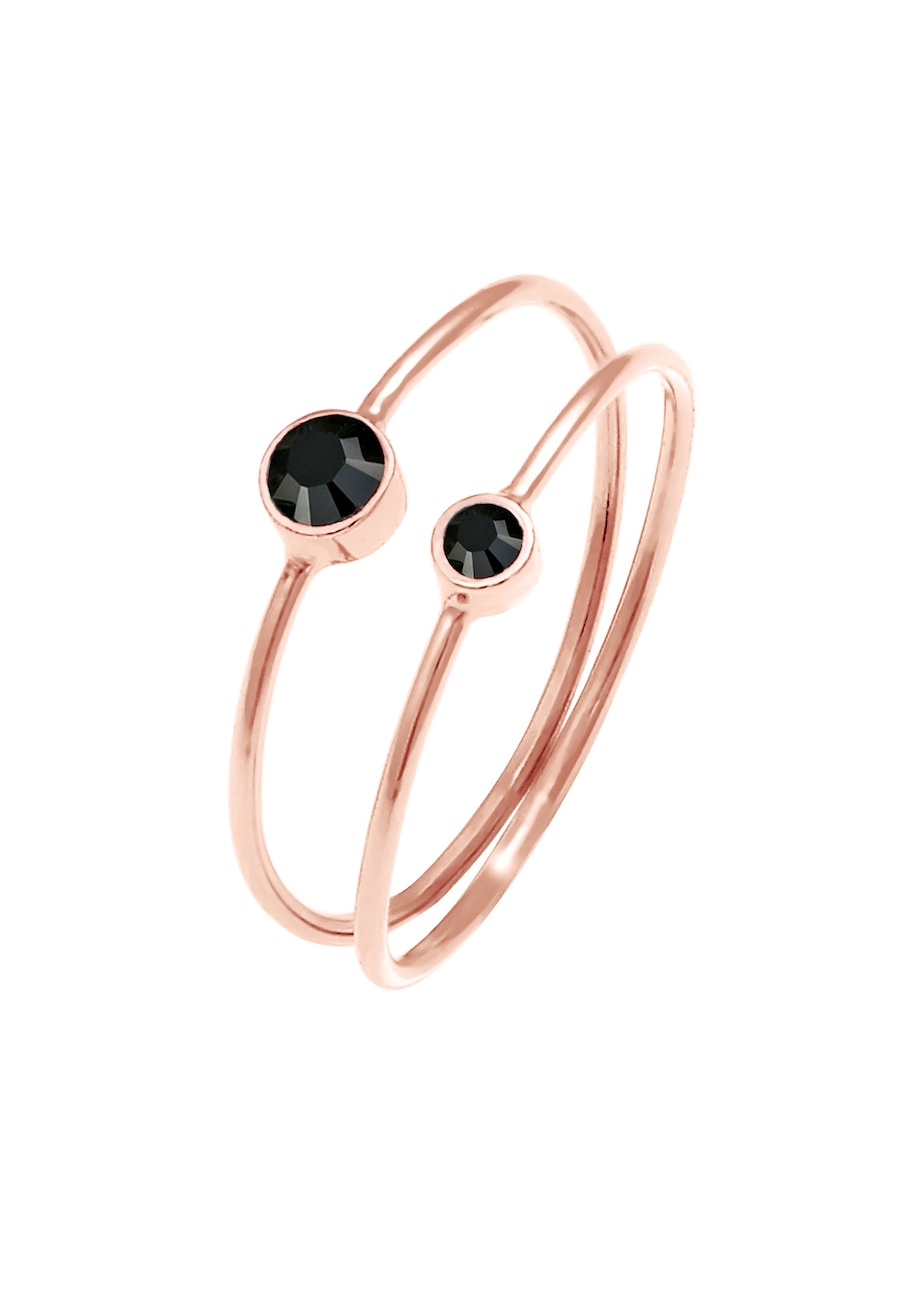 Elli Damski zestaw filigran z kryształami czarny w srebrze próby 925 Sterling Silver Pierścionki 1 ct
