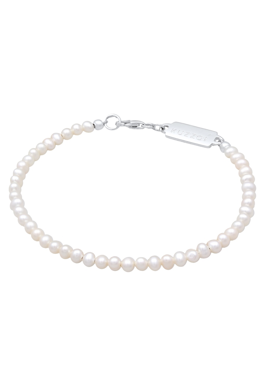 KUZZOI Męski Vintage Trend z perły hodowlana słodkowodna ze srebra próby 925 Sterling Silver Bransoletki 1 ct Męskie