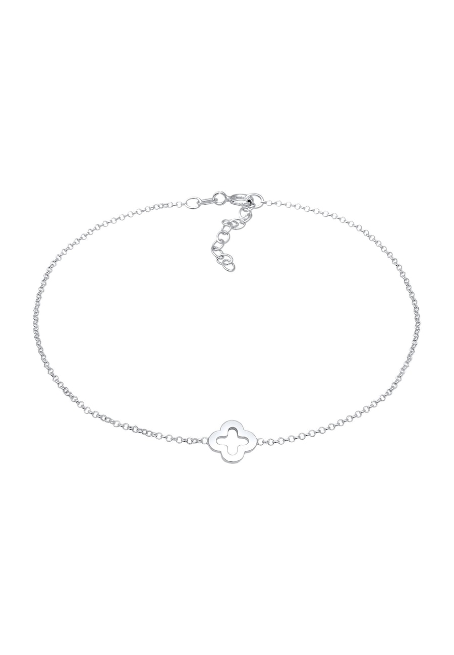 Elli Damska bransoletka na kostkę zawieszka koniczynka na szczęście ze srebra próby 925 Sterling Silver Bransoletki na nogę 1 ct Damski