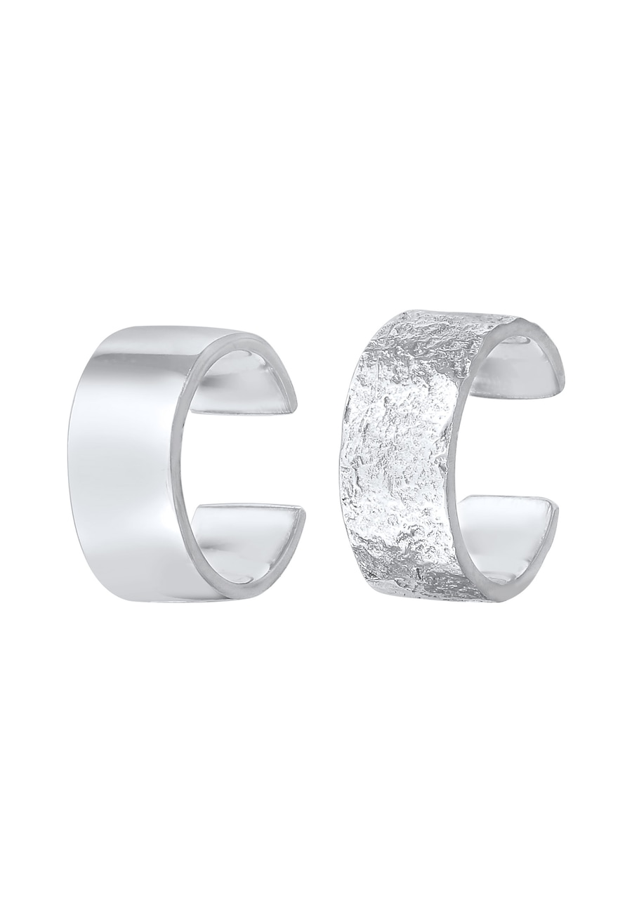 Elli Damski zestaw nausznic Szeroka Basic Młotkowana ze srebra 925 Sterling Silver Nausznice 1 ct