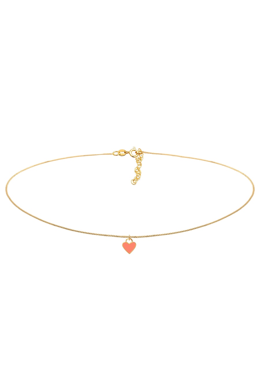 Elli Damski Choker serce wisiorek Trend Bloger z Emalią w srebrze próby 925 Sterling Silver Naszyjniki 1 ct