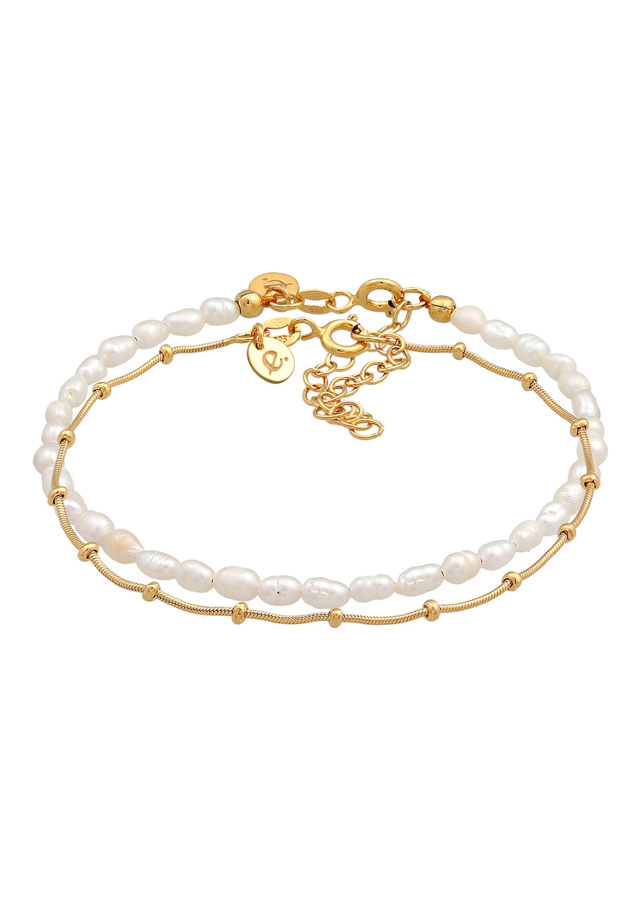 Elli PREMIUM Damskie kulki Basic Set zestaw 2 częściowy z perły hodowlana słodkowodna w srebrze 925 Sterling Silver Bransoletki 1 ct