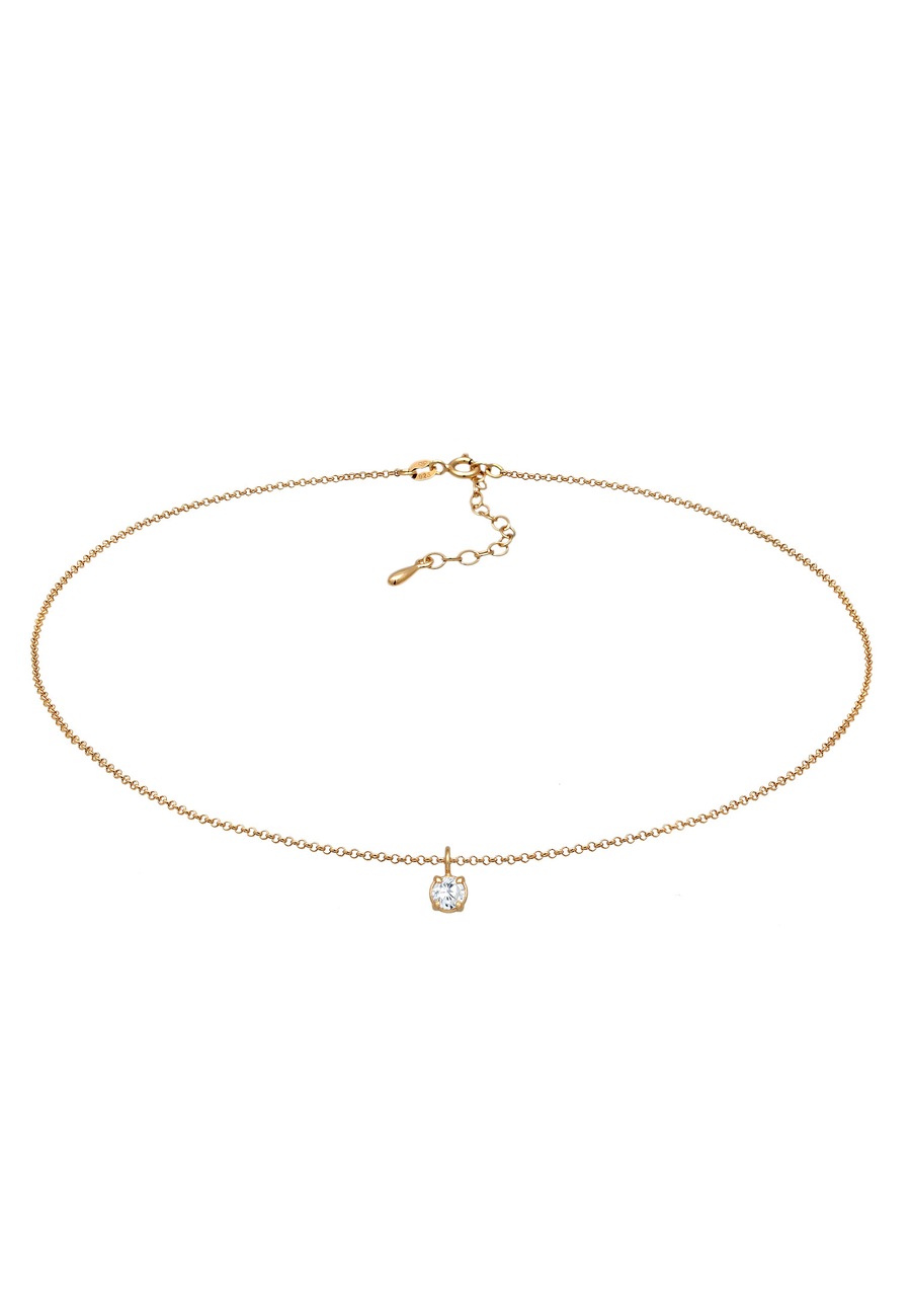Elli Damski wisiorek choker solitaire basic z cyrkoniami ze srebra próby 925 Sterling Silver Naszyjniki 1 ct