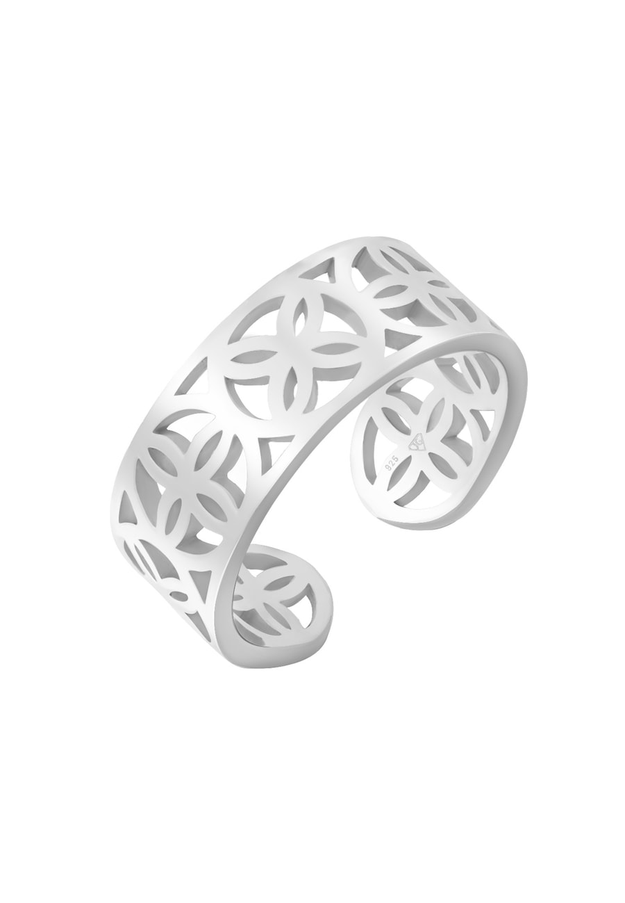 Elli Damski zegarek Open Life Flower Boho regulowany ze srebra próby 925 Sterling Silver Pierścionki 1 ct