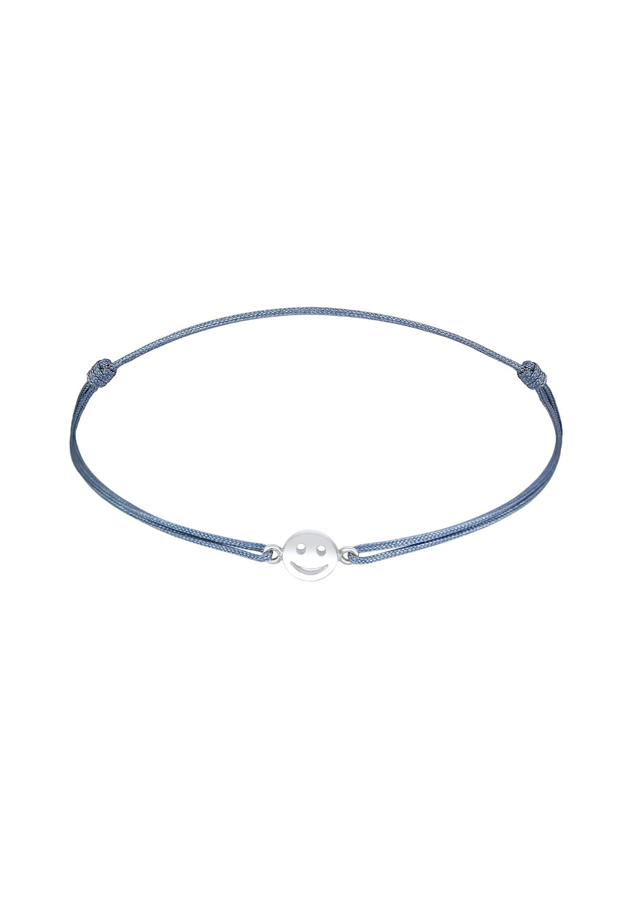 Elli Damski symbol uśmiechniętej twarzy z czerwonym nylonem z pozłacanego srebra próby 925 Sterling Silver Bransoletki 1 ct
