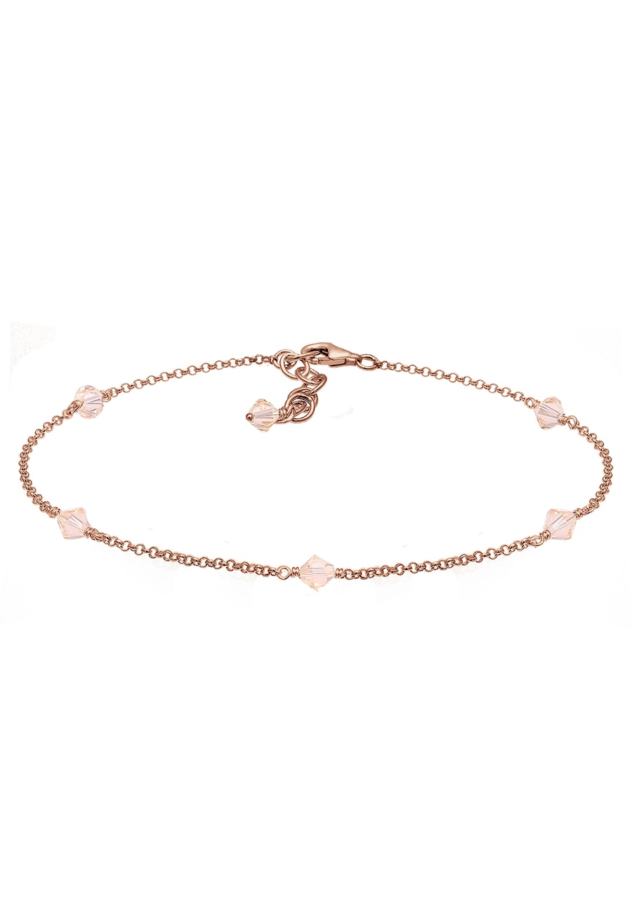 Elli Damska bransoletka na kostkę mieniąca się kryształami w srebrze pozłacanym różowym złotem próby 925 Sterling Silver Bransoletki na nogę 1 ct Damski
