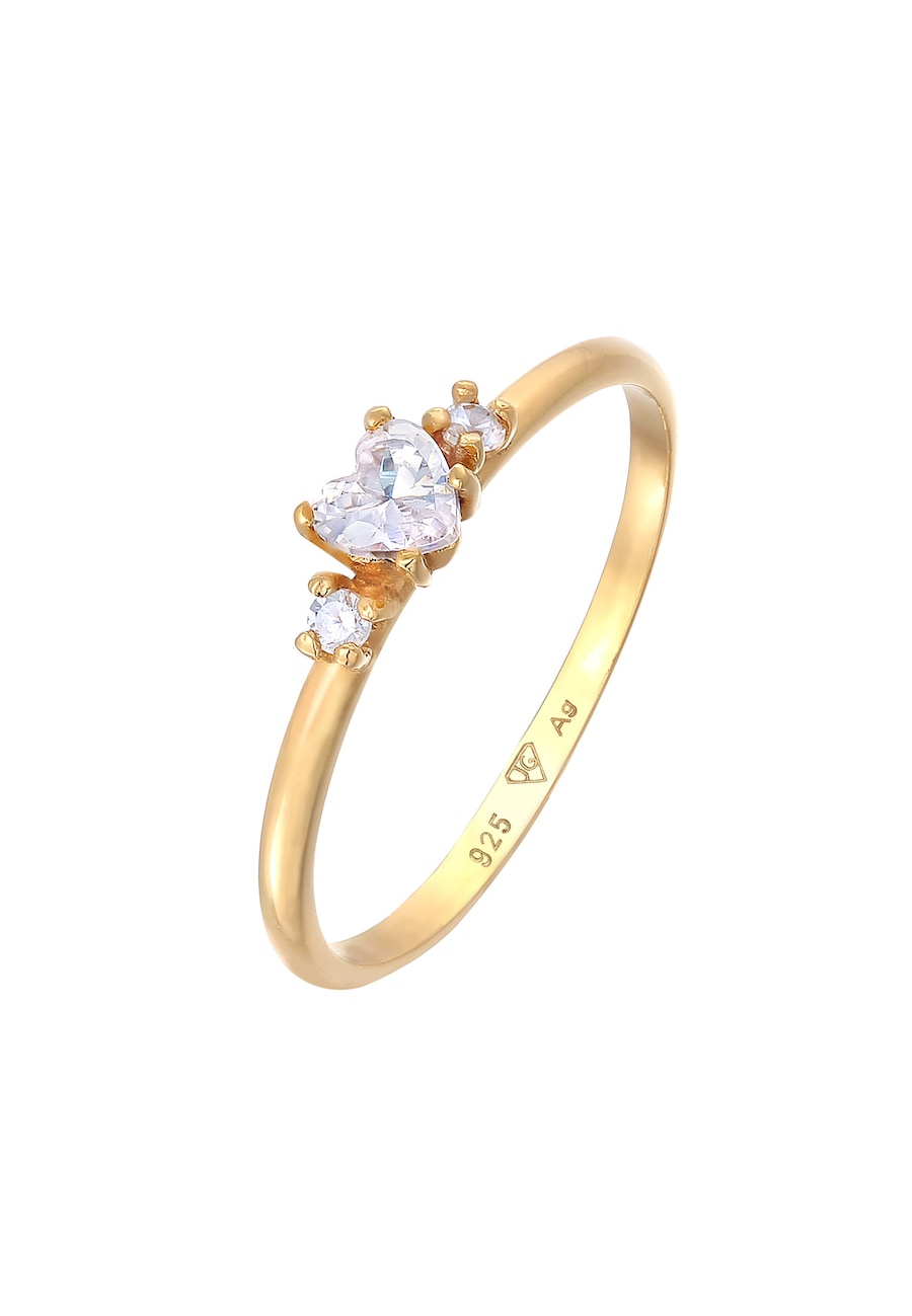 Elli Damski pierścionek zaręczynowy Serce z cyrkoniami ze srebra próby 925 Sterling Silver Pierścionki 1 ct