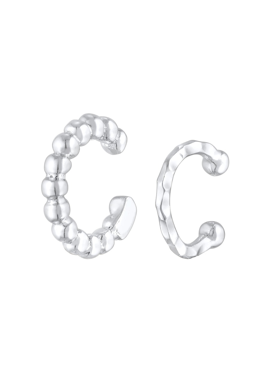 Elli Damski zestaw nausznic z młotkowanymi kulkami ze srebra 925 Sterling Silver Kolczyki 1 ct