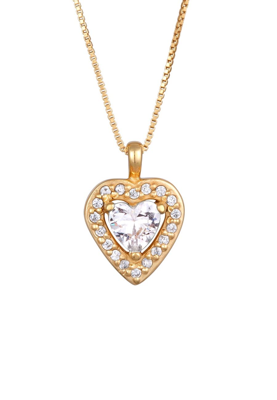 Elli Damski wisiorek serce miłość z cyrkoniami ze srebra próby 925 Sterling Silver Naszyjniki 1 ct