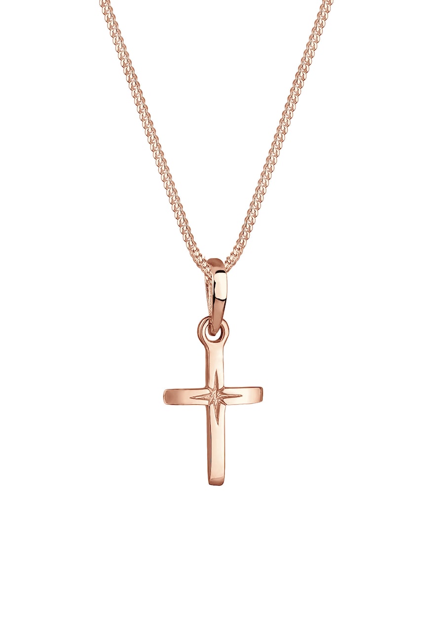 Elli Damski wisiorek krzyżyk z wygrawerowaną gwiazdą filigranowy wykonany ze srebra próby 925 Sterling Silver Naszyjniki 1 ct
