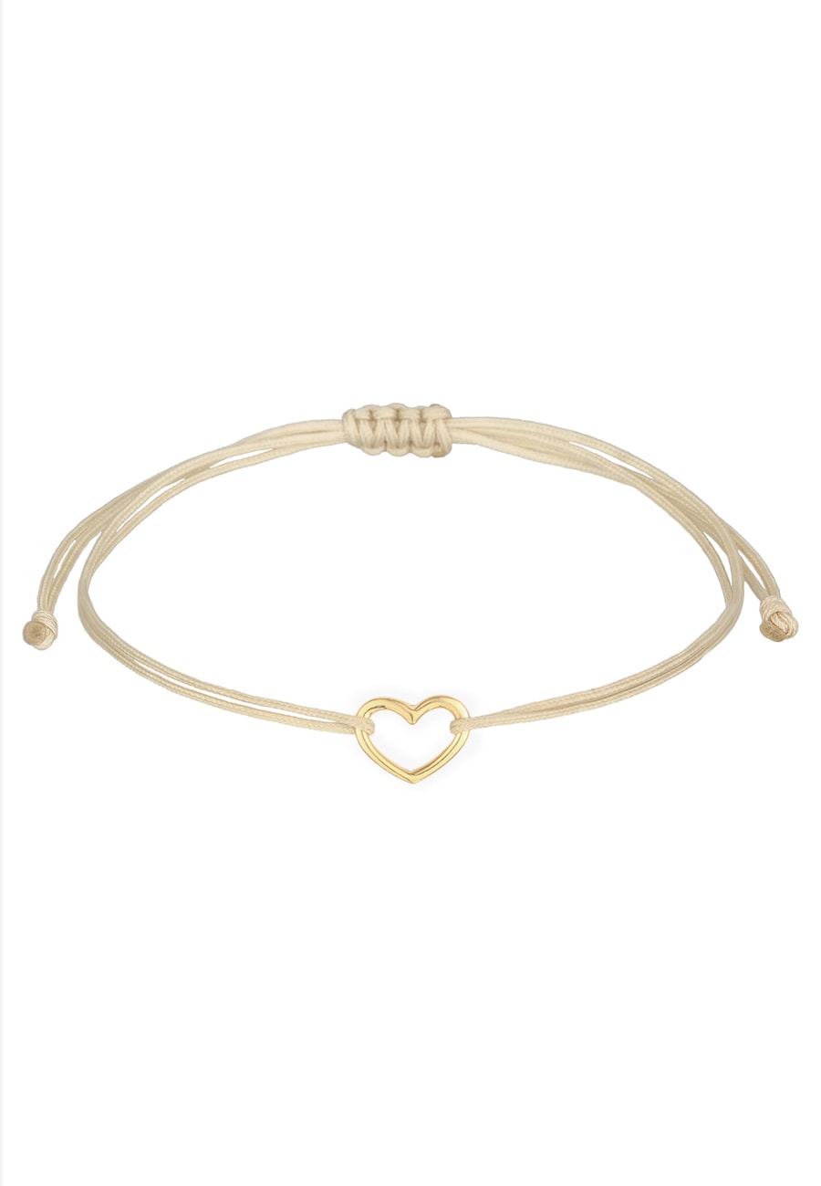 Elli Damskie serce miłości z tekstylną opaską z pozłacanego srebra próby 925 Sterling Silver Bransoletki 1 ct