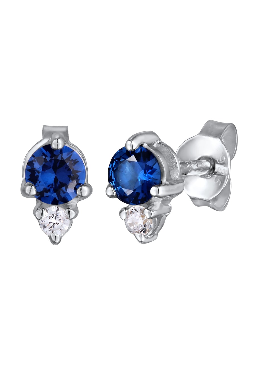 Elli Elli kolczyki damskie Syntetyczny Szafir i Cyrkonia z brylantowym szlifem niebieskim 925 Sterling Silver wieczorowe Kolczyki 1 ct Damski