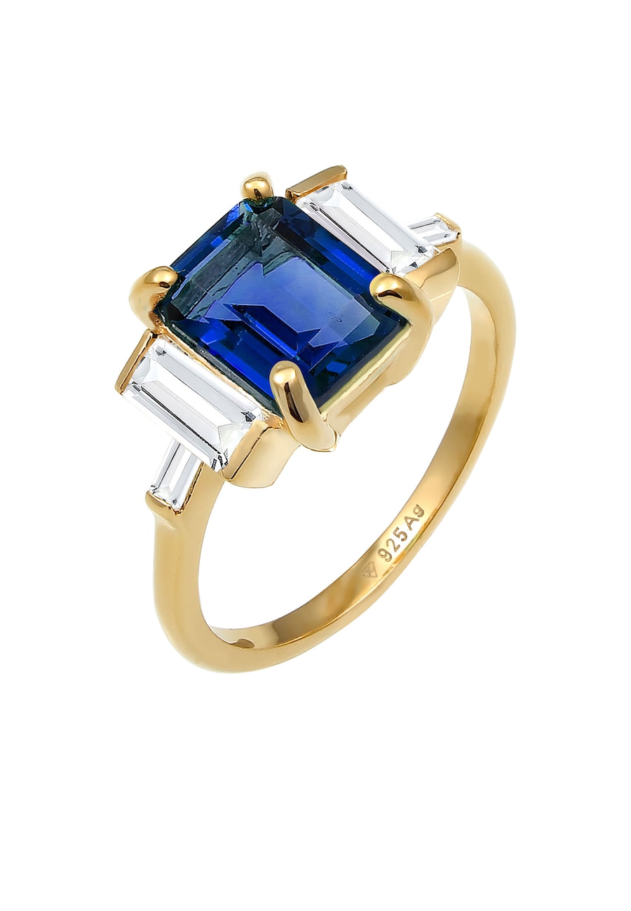Elli PREMIUM Damski glamorous z kwarcem i topazem w srebrze 925 Sterling Silver Pierścionki 1 ct