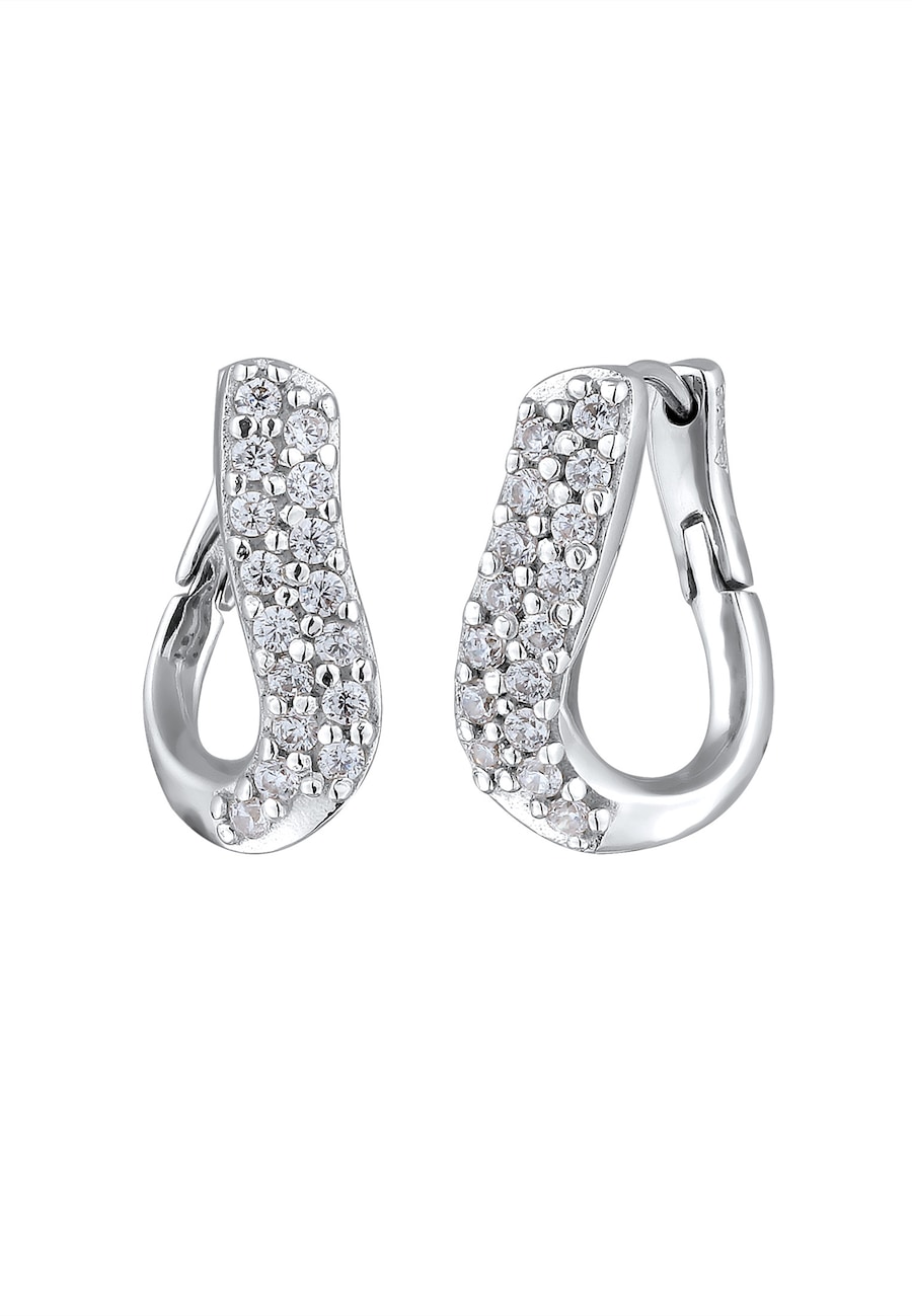 Elli Damski Pierścionek z Cyrkoniami Szlif Diamentowy Biały 925 Sterling Silver Kolczyki 1 ct