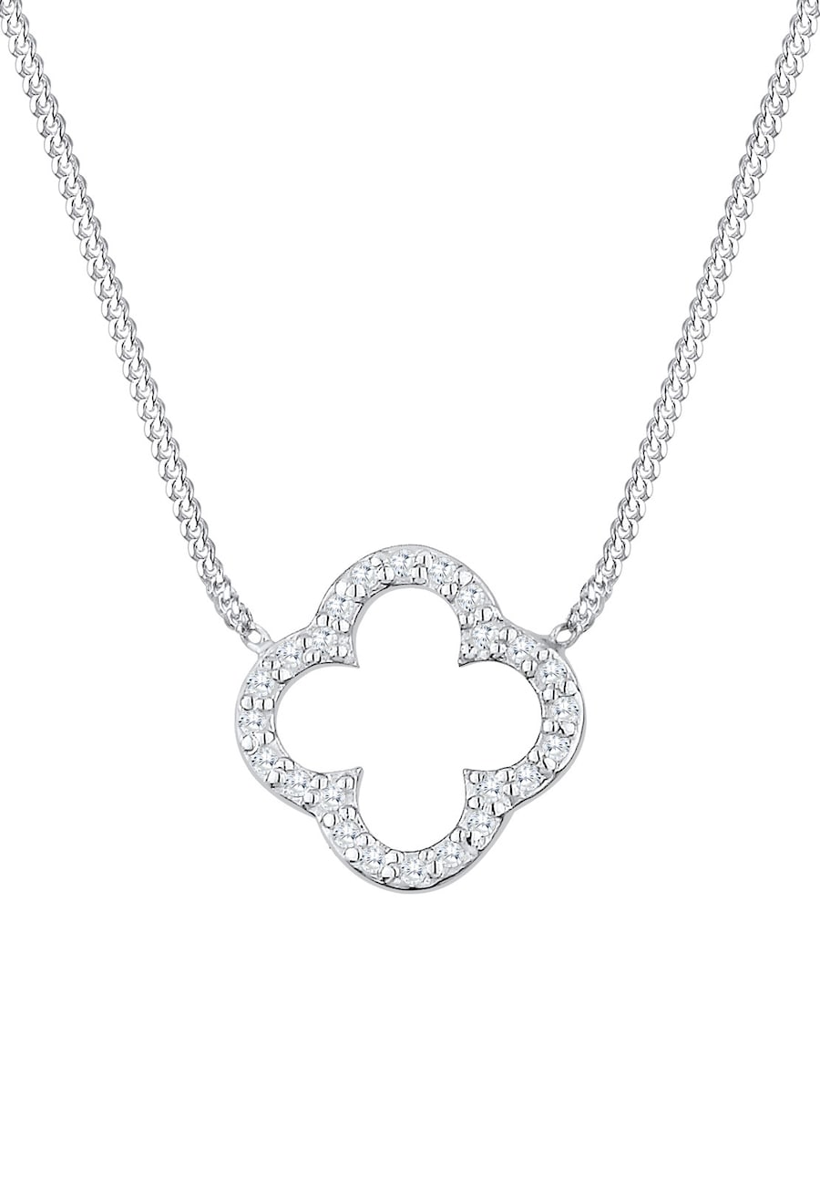 Elli Damski wisior koniczynka elegancki na szczęście z kryształami cyrkonii w srebrze próby 925 Sterling Silver Naszyjniki 1 ct