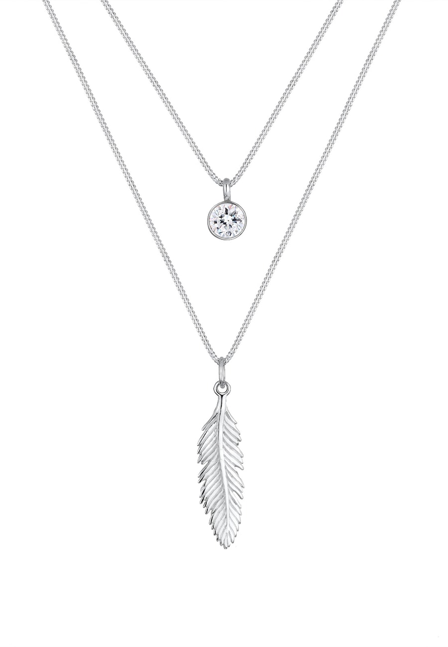 Elli Damskie pióra Boho z kryształami , srebro próby 925 Sterling Silver Naszyjniki 1 ct
