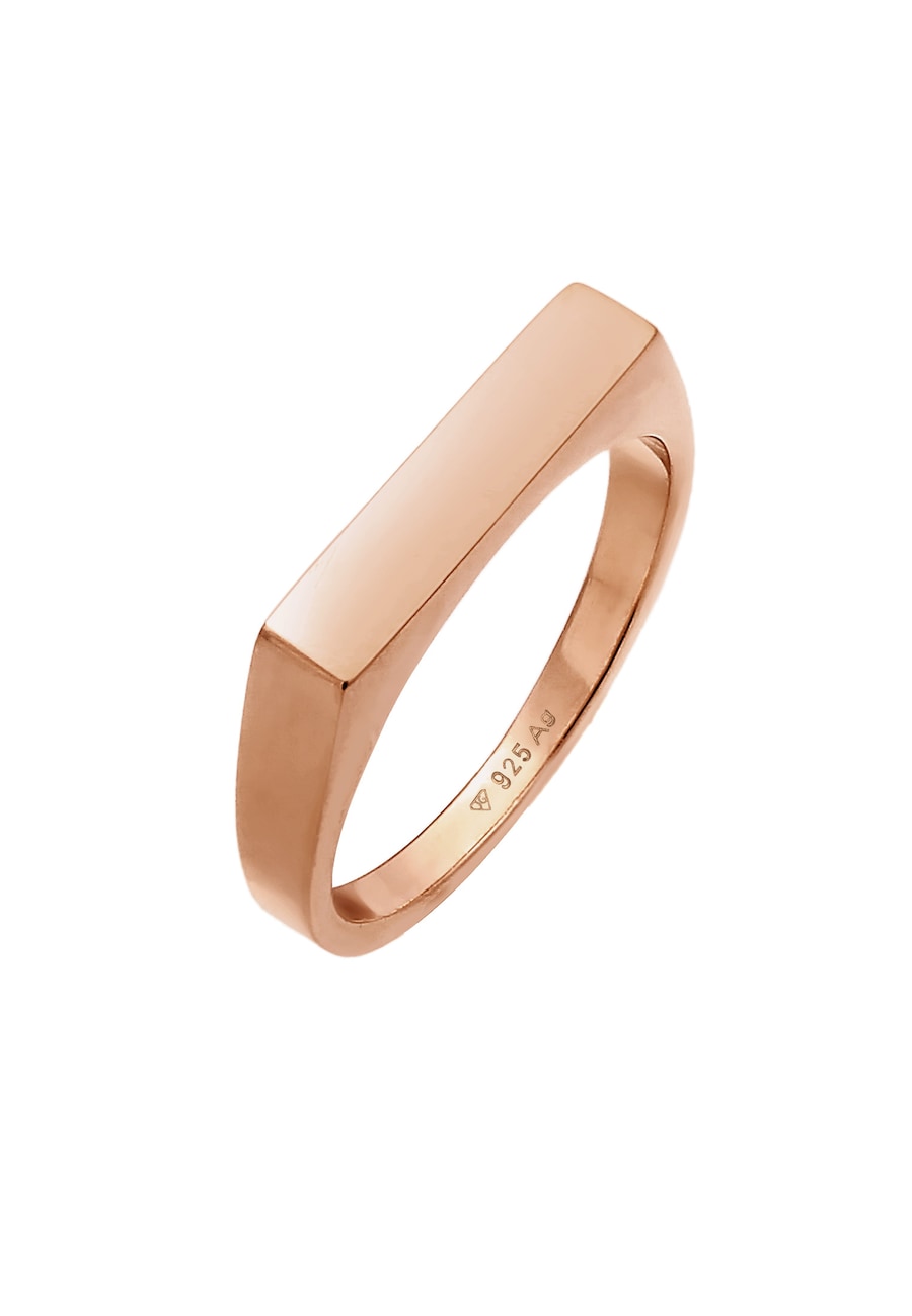 Elli Damski sygnet kwadratowy Geo Design Basic w srebrze 925 Sterling Silver Pierścionki 1 ct