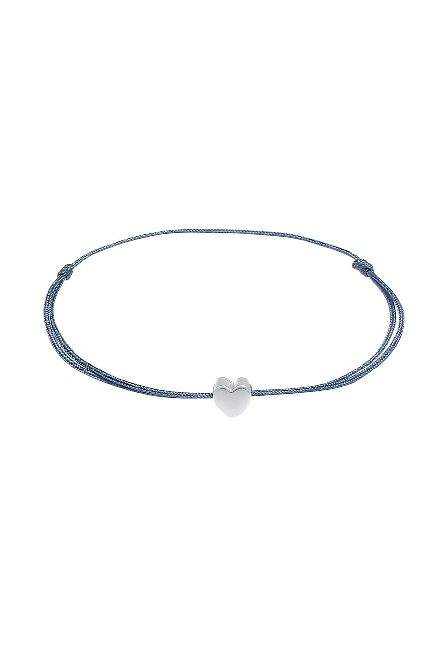 Elli Damski wisior serce Basic z nylonem niebieski w srebrze próby 925 Sterling Silver Bransoletki 1 ct