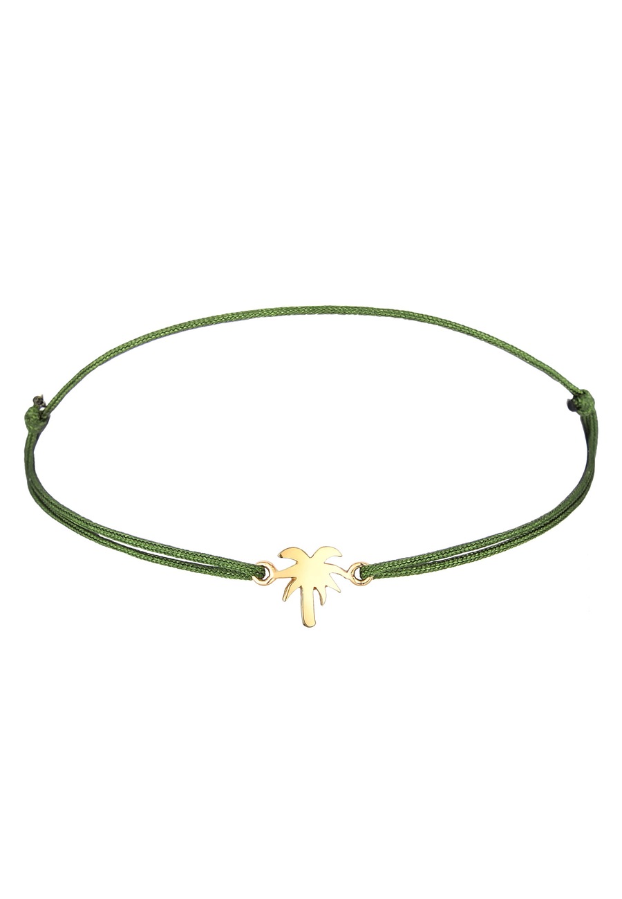 Elli Damska zawieszka z palmą i czarnym nylonem wykonany ze srebra próby 925 Sterling Silver, pozłacana Bransoletki 1 ct Damski