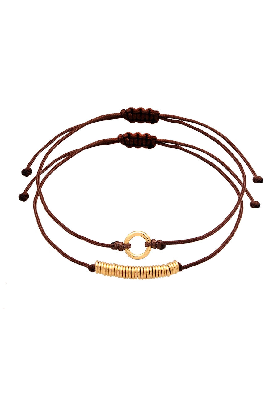 Elli Damski zestaw 2 nylonowych pierścionków Circle Basic Must-Have ze srebra 925 Sterling Silver Bransoletki 1 ct