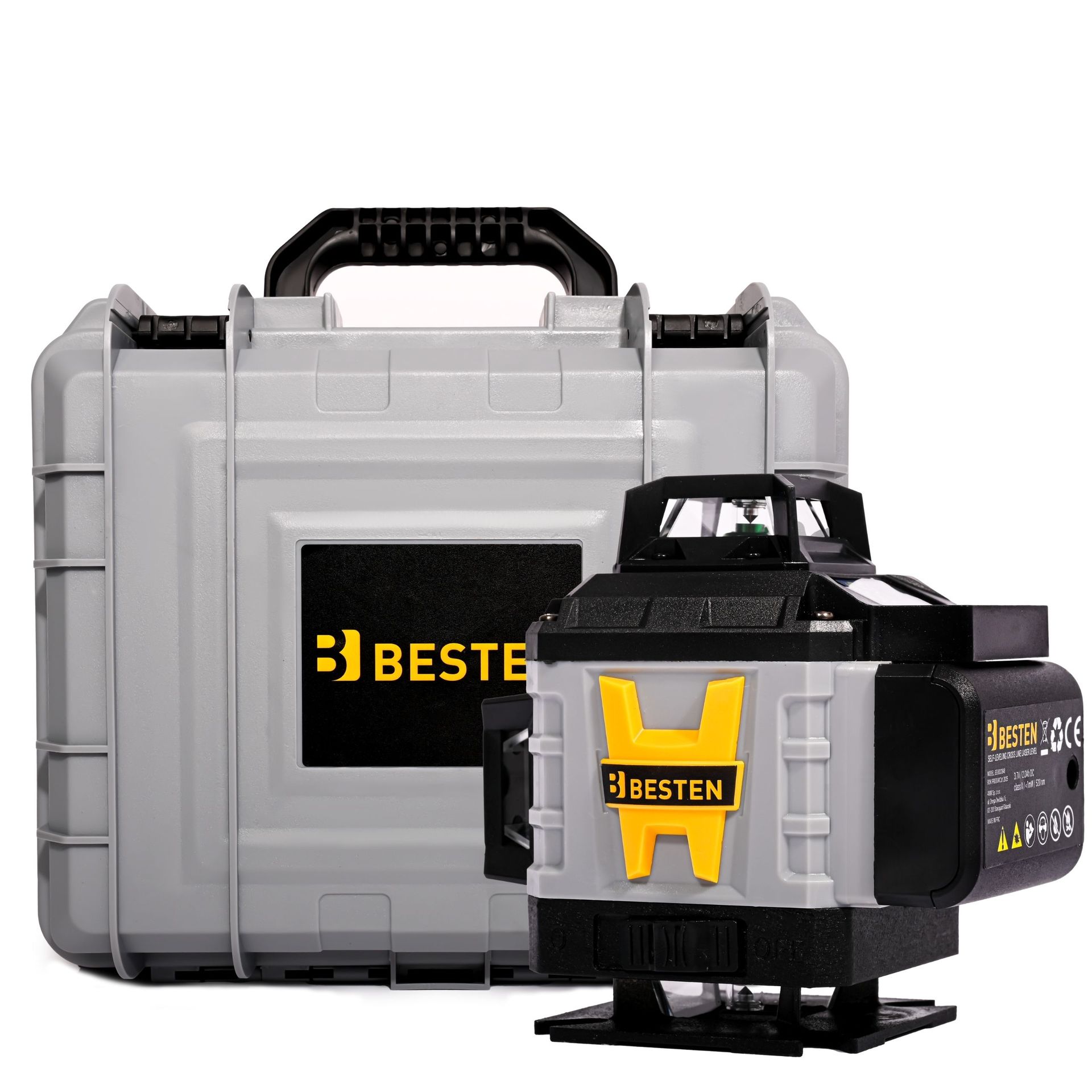 BESTEN BE-2848 Poziomica laserowa 4D samopoziomująca, 16 linii, zielony laser, statyw 118 cm, zestaw PRO
