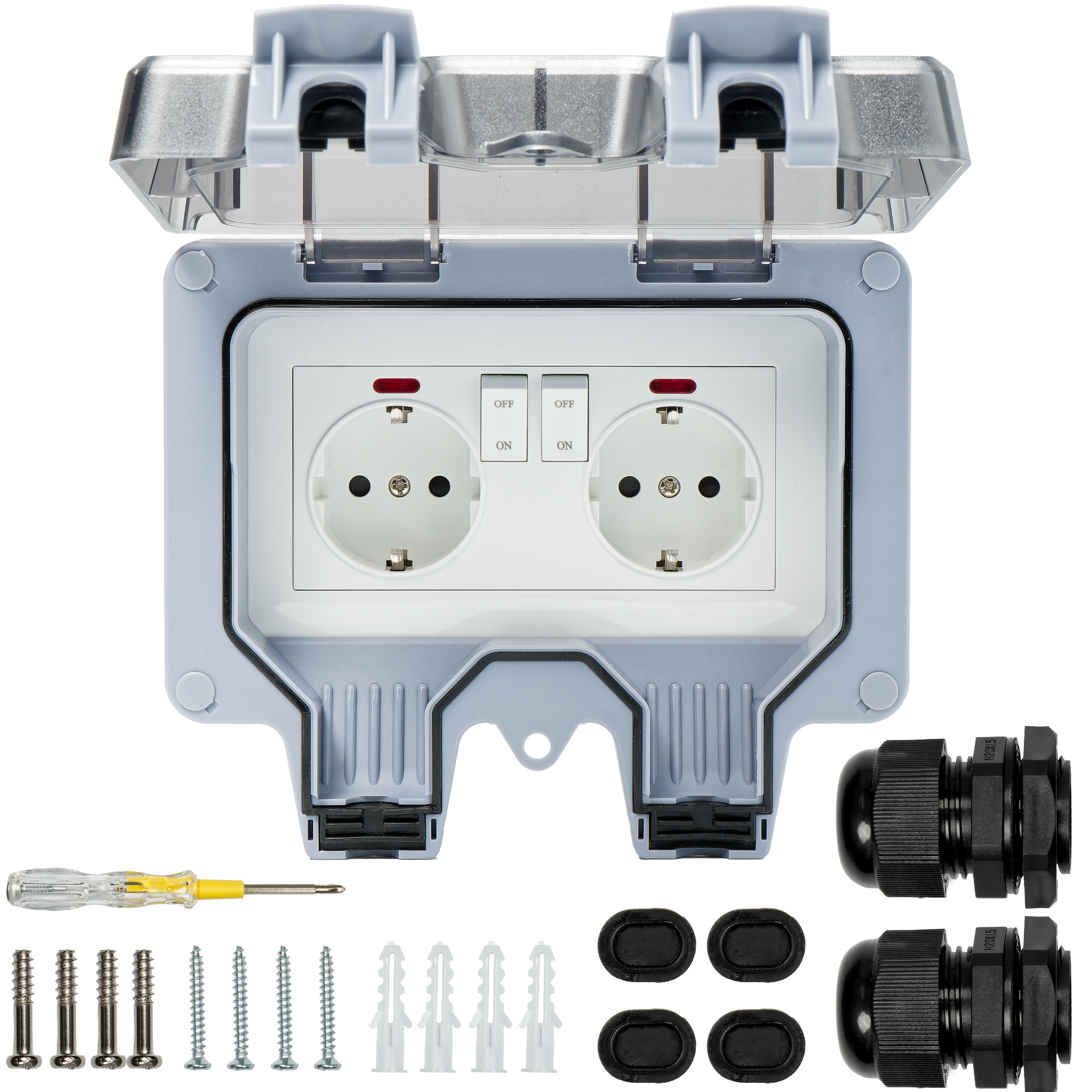 BESTEN BE-2879 Gniazdko ogrodowe podwójne z przełącznikami