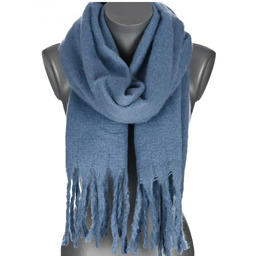 Szalik damski zimowy szal ciepły dred z frędzlami na prezent NIEBIESKI