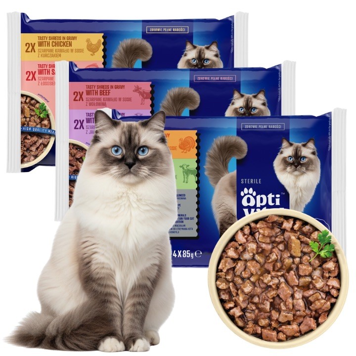 Zestaw saszetek dla kota z mokrą karmą Mix smaków OptiVital 12x85g