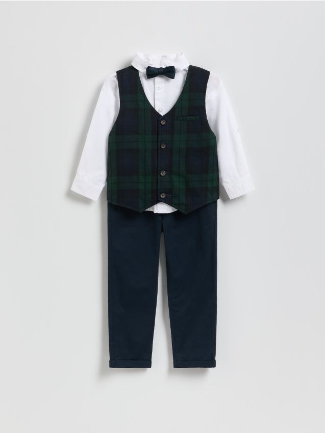 Reserved - Elegancki zestaw z muszką - biały