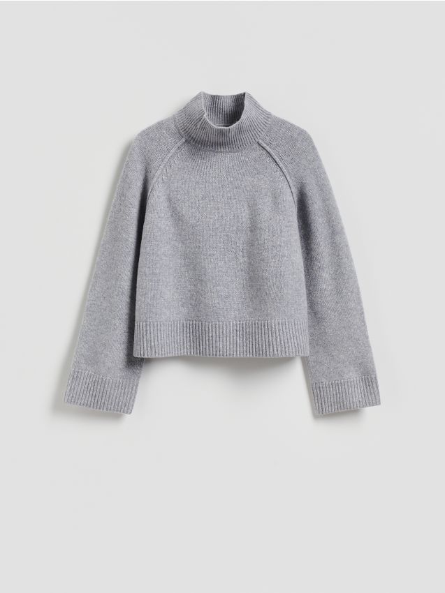 Reserved - Wełniany sweter z golfem - jasnoszary