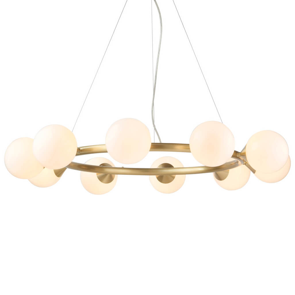 Molekułowa lampa wisząca L&-1106008 nad stół mosiądz biały