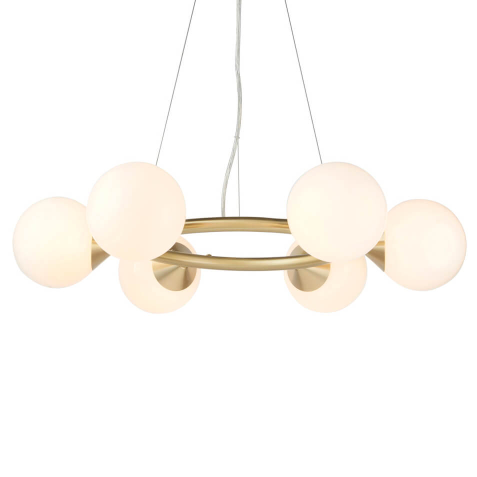 Kulista lampa wisząca do salonu L&-1106390 mosiądz biały