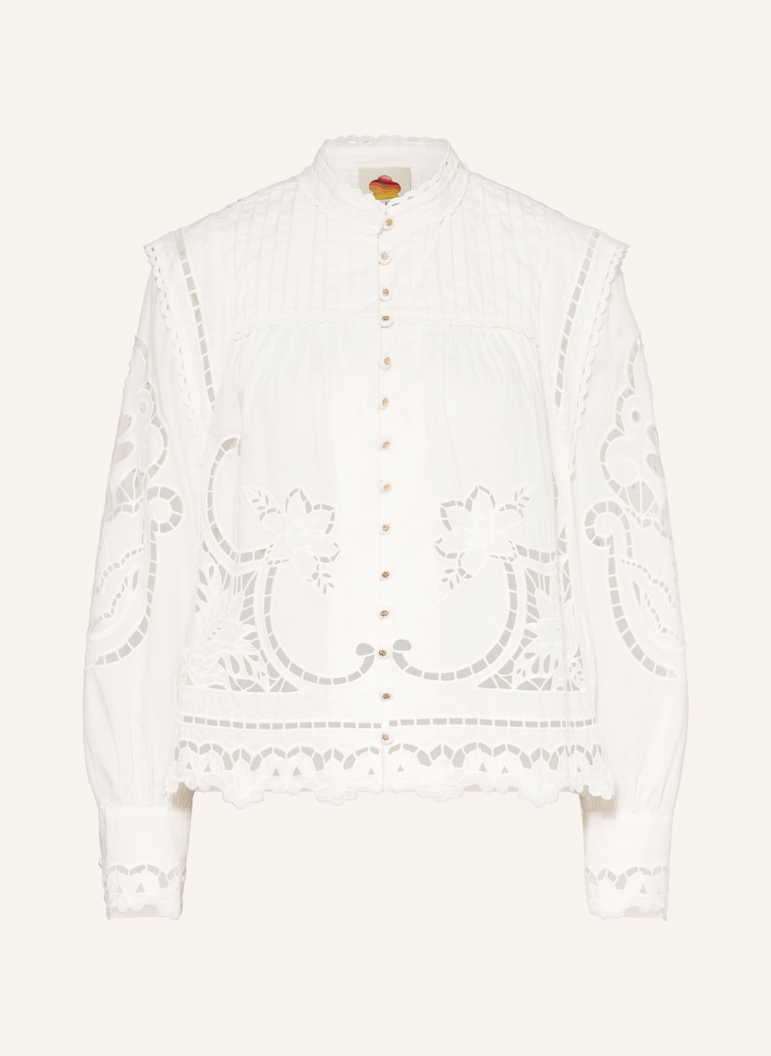 Farm Rio Bluzka Z Koronki Ażurowej weiss