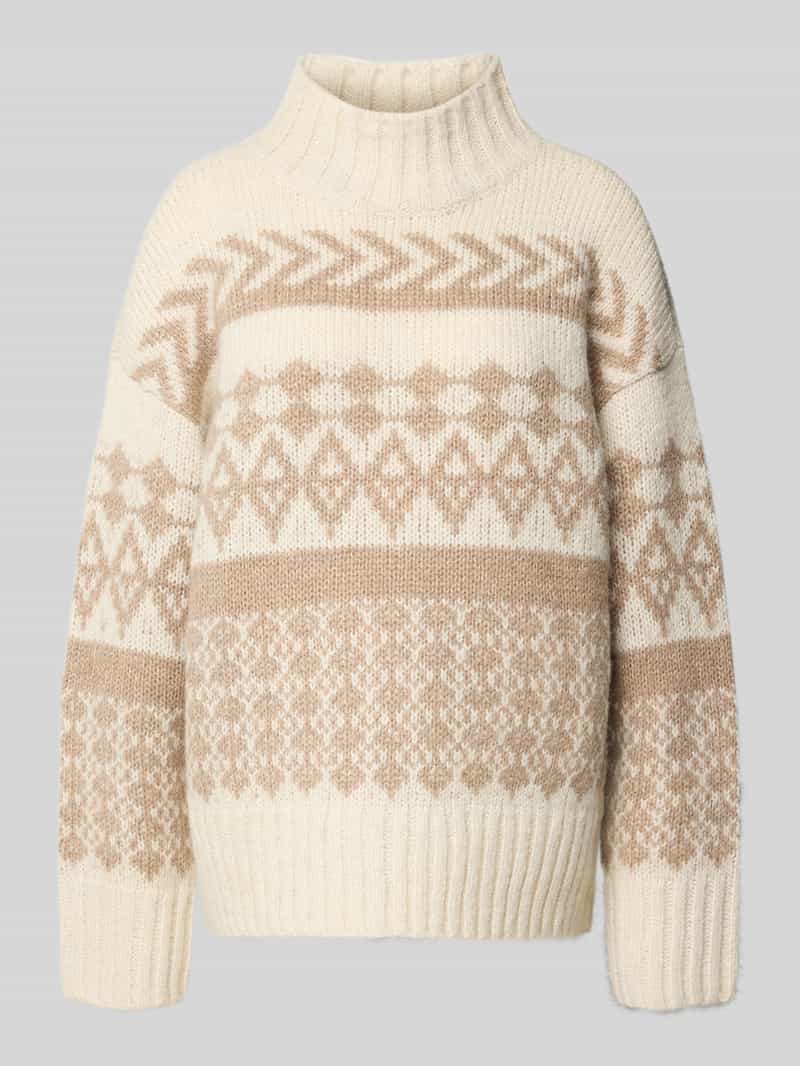 Sweter o kroju comfort fit z dzianiny ze wzorem norweskim model ‘AMPLE’