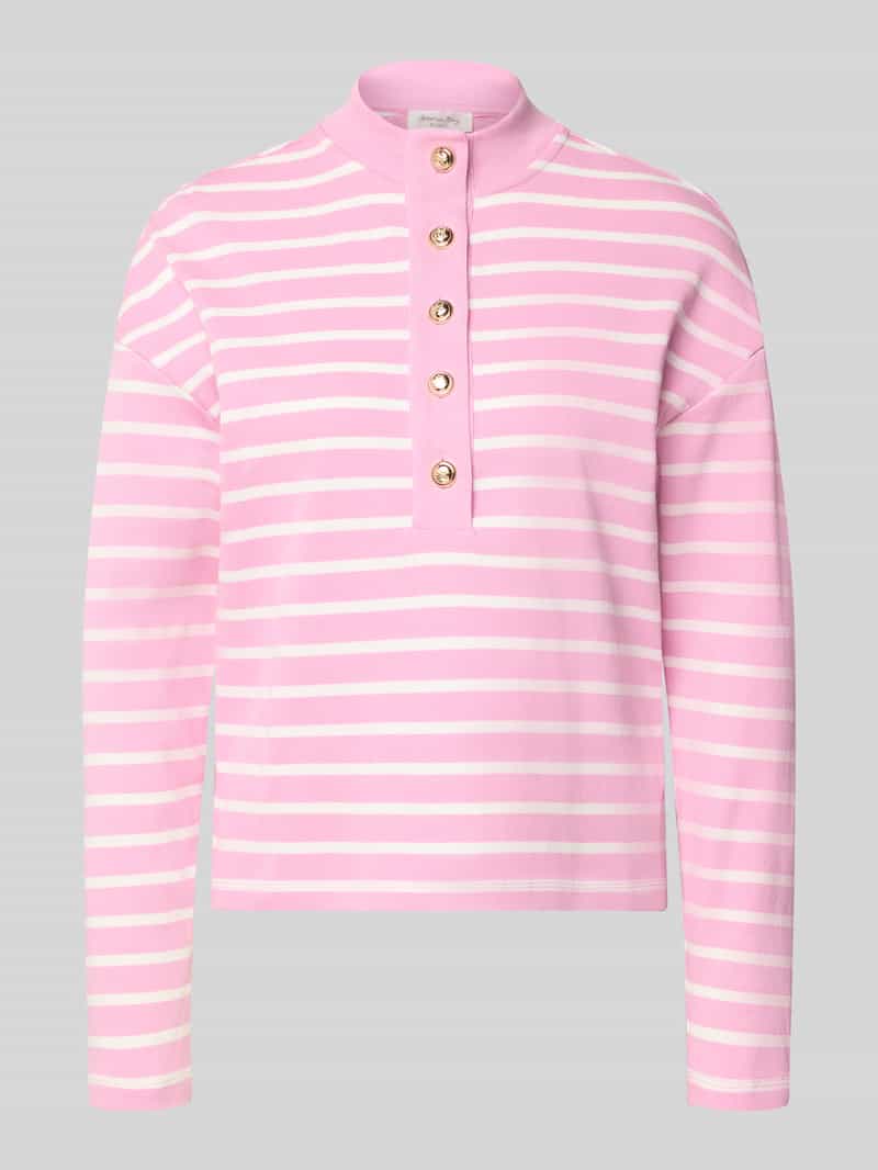 Koszulka polo ze wzorem w paski i ozdobnym guzikiem