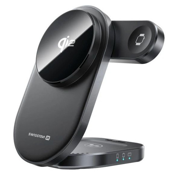Ładowarka bezprzewodowa Swissten MagBase 3-in-1 Kolor: czarny