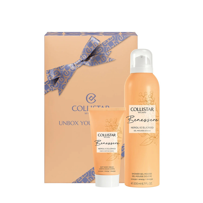 Collistar Unbox Your Wellness zestaw żel-mus pod prysznic 200ml + puszysty krem do ciała 50ml