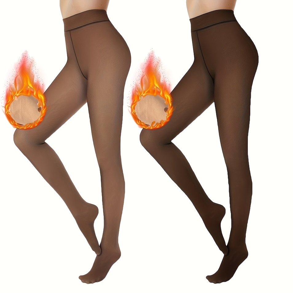 TEMU 2 szt. Cienkie czarne rajstopy z podwyższoną linią Ciepłe, zimowe rajstopy, poliamid, tkanina, jednolity , pranie ręczne lub czyszczenie