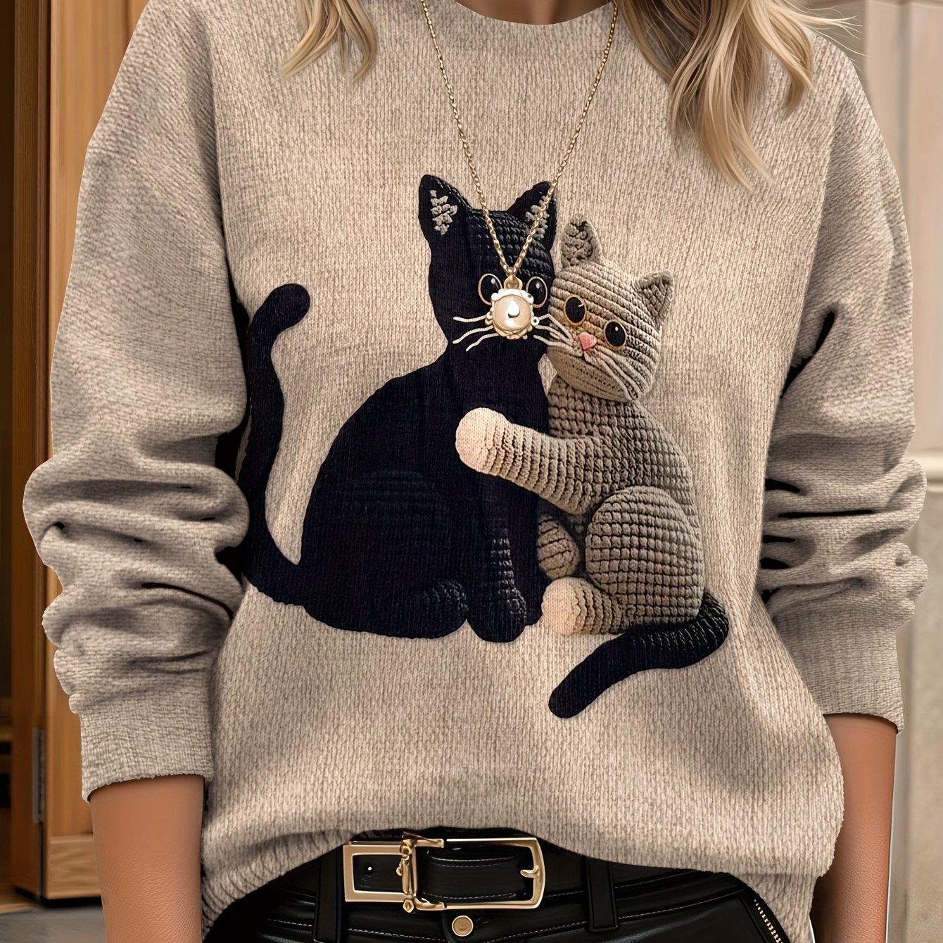 TEMU Damski Sweter z Długim Rękawem, Uniwersalny Golfowy Krój Lekki i Wygodny w Stylu Casual Elegancji – Modne Nadrukowane Motywy Ultra HD: Gotyczna