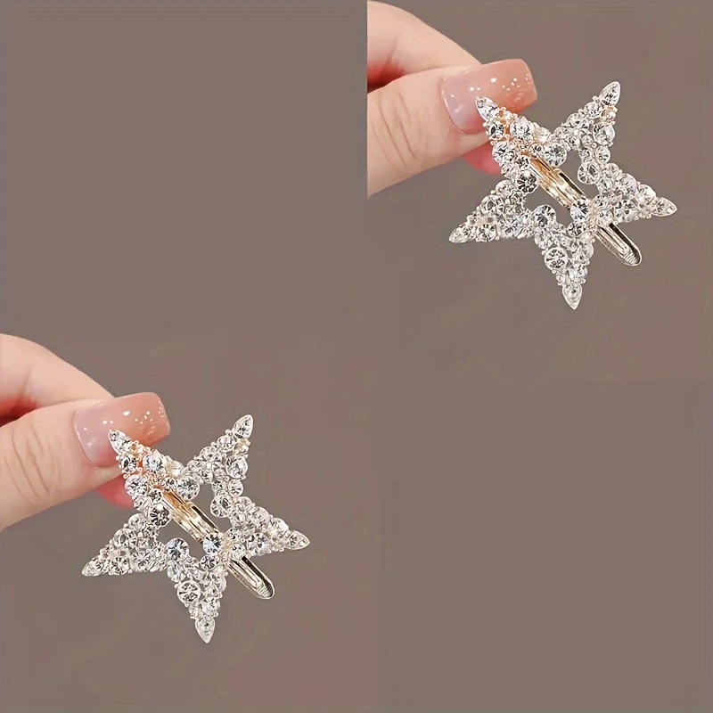 TEMU para koreańskich klipsów do włosów w kształcie gwiazdy dla kobiet, z uroczym i eleganckim wyglądem, idealna do trzymania frędzl i włosów z boku.