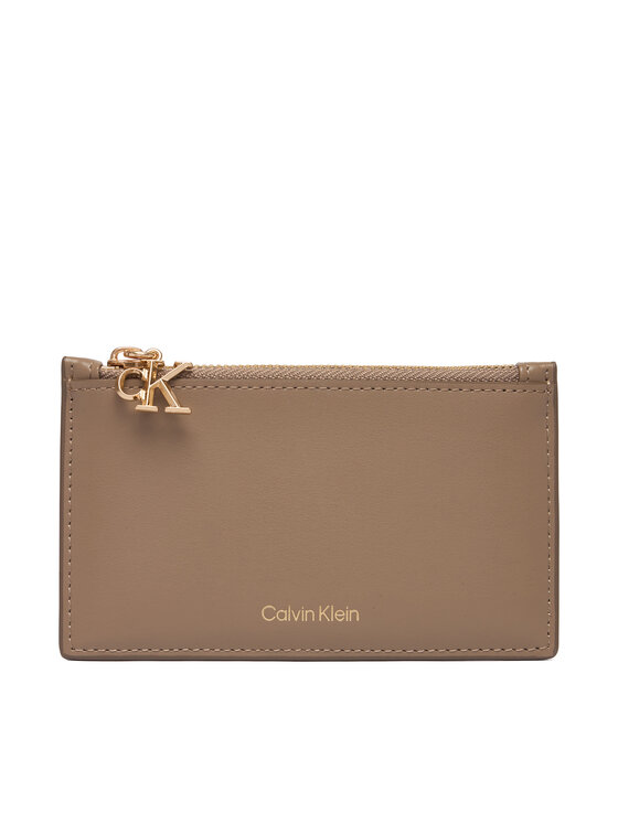 Calvin Klein Etui na karty kredytowe Ck Zip Cardcase 6Cc LV04F1076G Beżowy