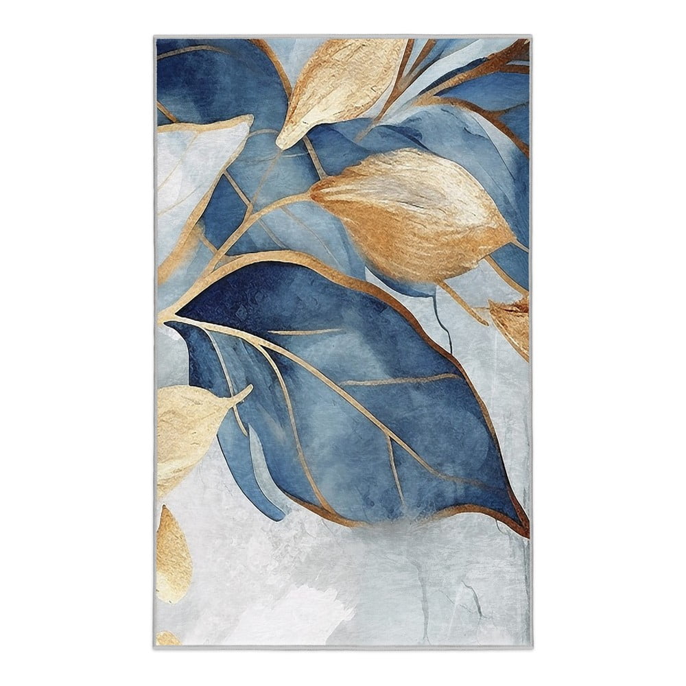 Dywan w niebiesko-złotym kolorze odpowiedni do prania 120x180 cm Golden Leaves – Mila Home