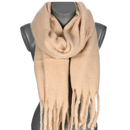 Szalik damski zimowy szal gruby ciepły dred z frędzlami na prezent BEŻOWY