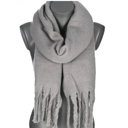 Szalik damski zimowy szal gruby ciepły dred z frędzlami na prezent SZARY