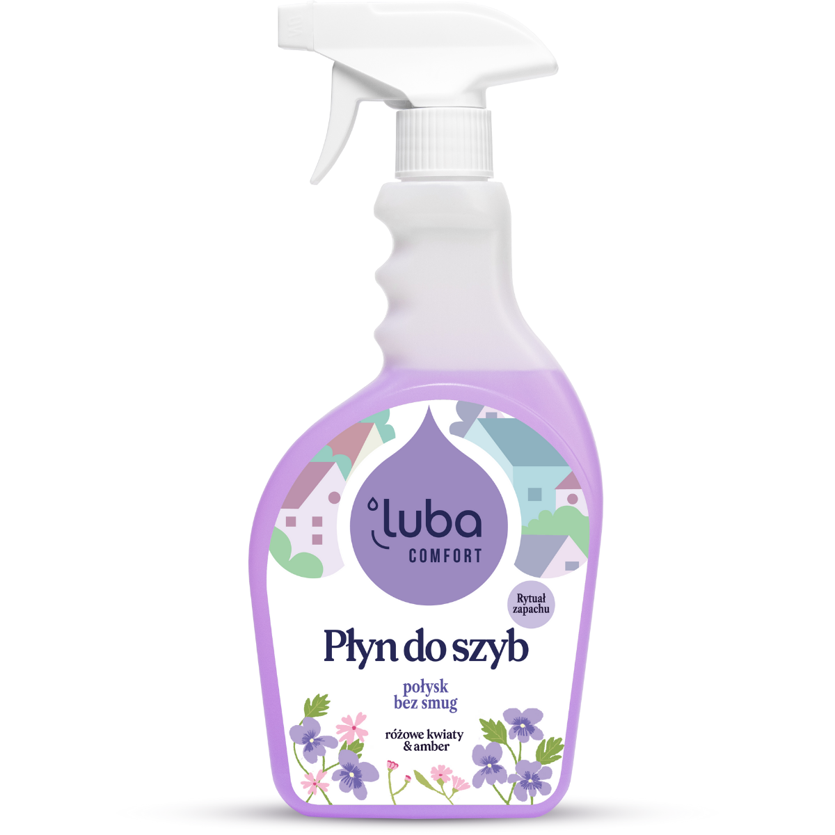 Luba Comfort, płyn do szyb, różowe kwiaty i amber, 500 ml