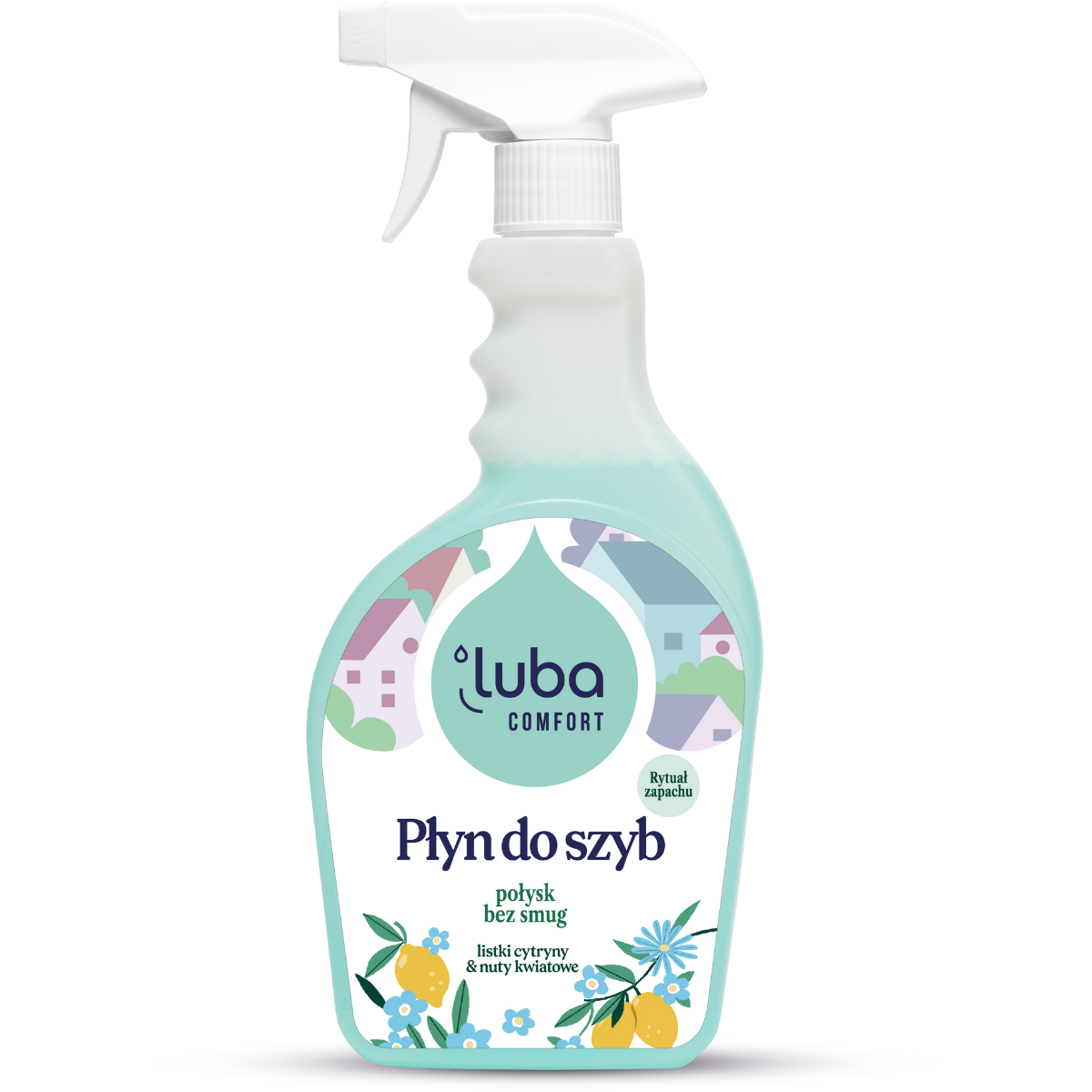 Luba Comfort, płyn do szyb, listki cytryny i niebieskie kwiaty, 500 ml