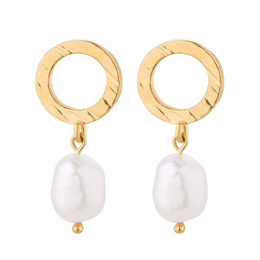 Złote kolczyki z naturalnymi perłami