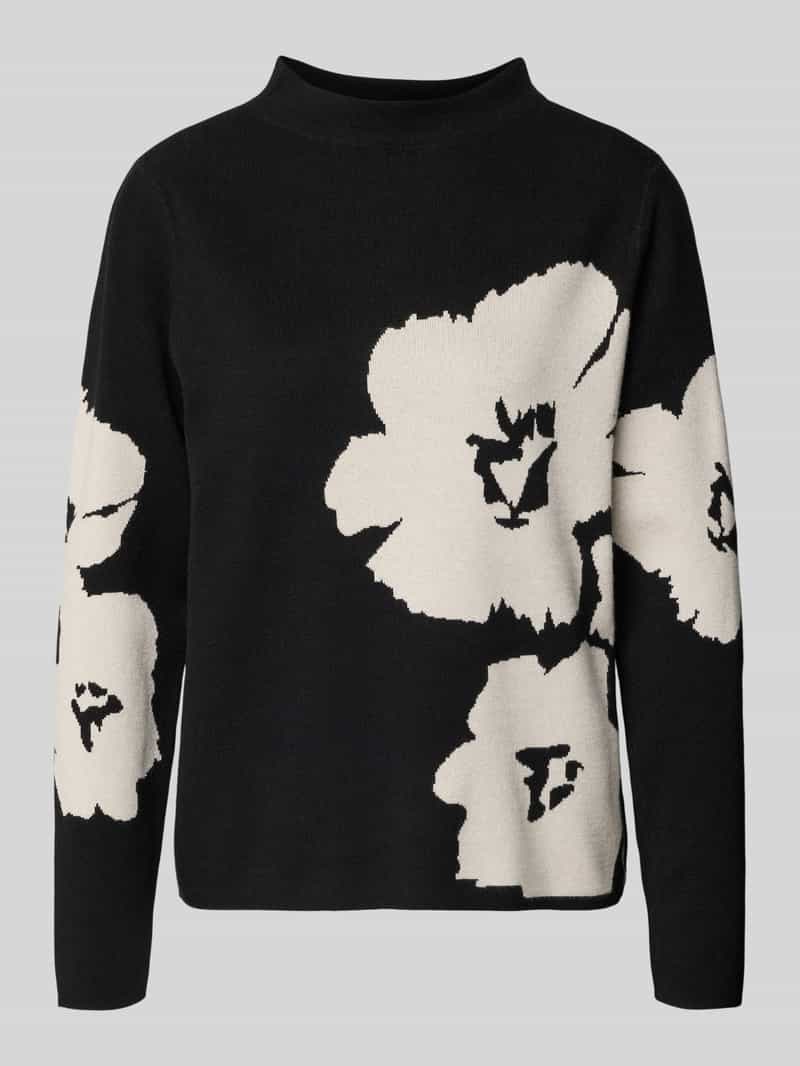 Sweter z dzianiny z prążkowaną stójką